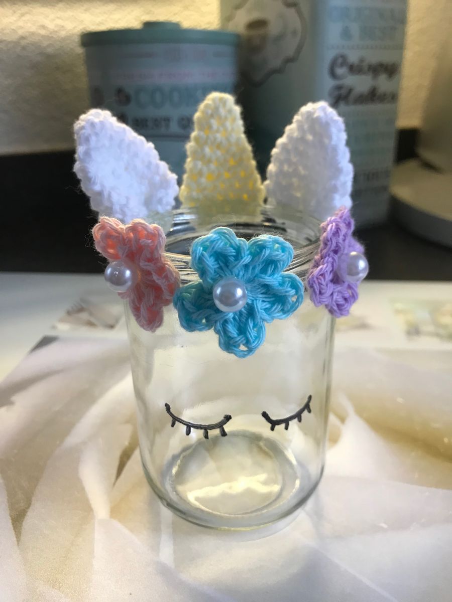 Blog-Inhaltsbild für 'Häkel- & Bastelanleitung für Einhorn Glas'