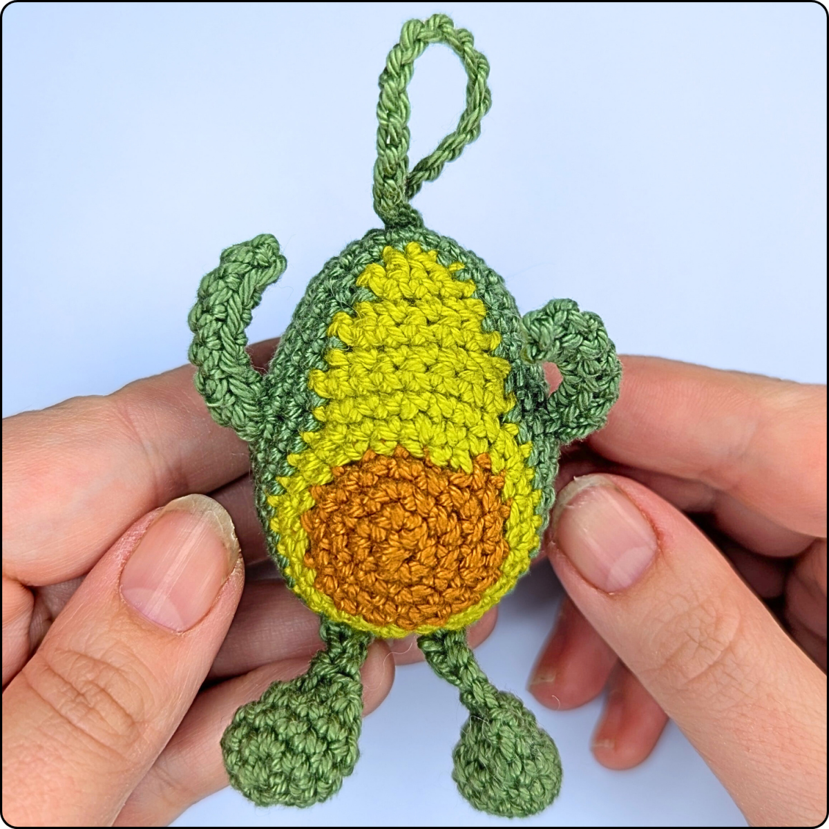 Blog content image for 'Free No-Sew Crochet Pattern: Avocado Keychain'