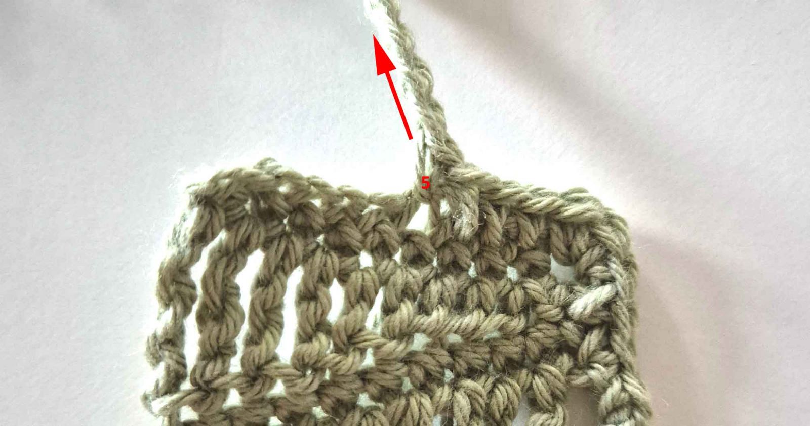 wie bild zuvor Masche 5 ist nummeriert