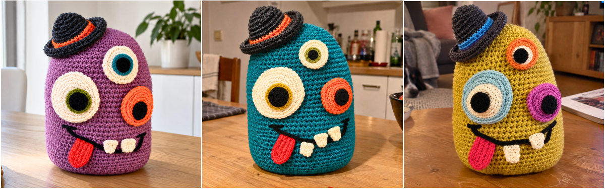 Blog-Inhaltsbild für '#GratisMaschen: Schiachbert – kostenlose Häkelanleitung für ein schräges Halloween-Monster'