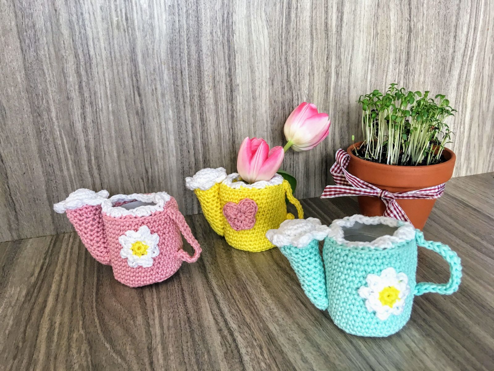 Blog-Inhaltsbild für 'Gießkannen, kostenlose Häkelanleitung'