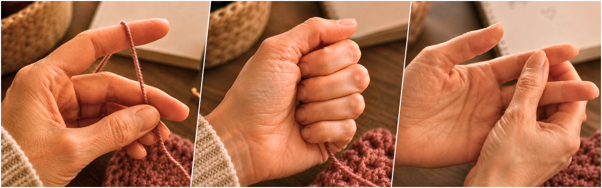 Blog-Inhaltsbild für 'Maschen & Menschen: Handarbeit, Kaffee & Rückenschmerzen - warum unser Körper beim Stricken und Häkeln oft mitredet'