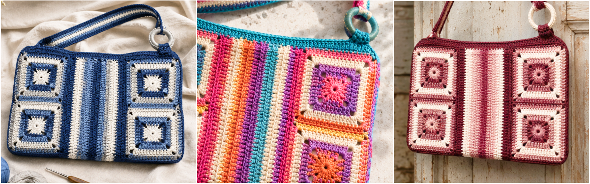 Blog-Inhaltsbild für '#GratisMaschen: Granny-Square-Tasche häkeln – kostenlose Anleitung & viele Ideen für deine Wollreste'