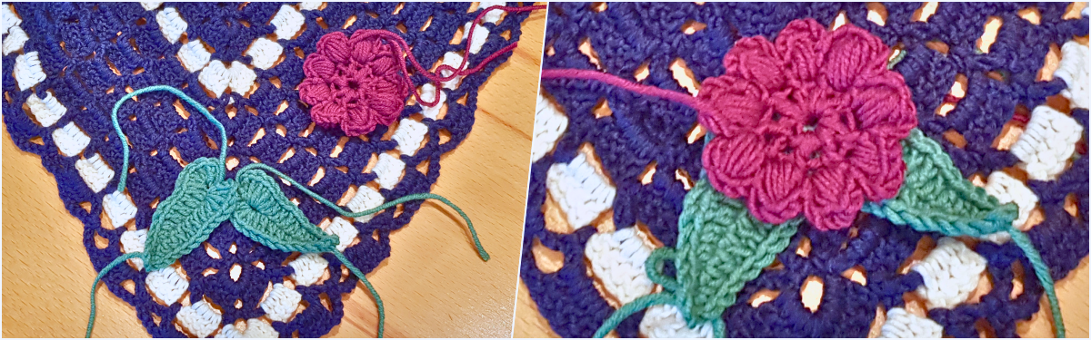 Blog-Inhaltsbild für 'Maschen & Menschen: Ein Dreieckstuch. Eine Geschichte. Ein Herzensprojekt. - Kostenlose Häkelanleitung mit Blumenapplikationen'