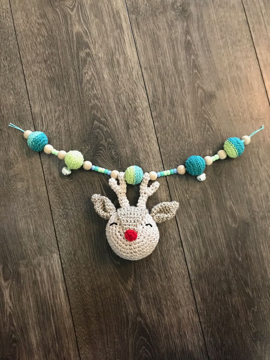Dekokette mit Rentier häkeln Dekokette mit Rentier häkeln