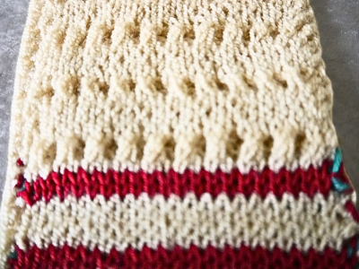 Blog content image for 'Free knitting pattern for scarf in double face technique with lace pattern'