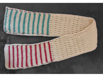 Blog content image for 'Free knitting pattern for scarf in double face technique with lace pattern'