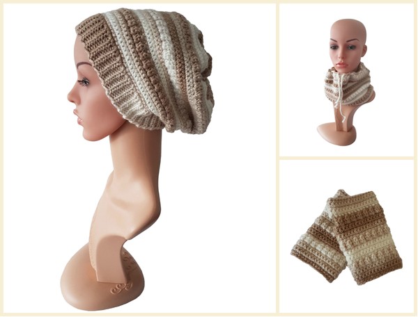 Free Crochet Pattern 3 in 1 Hat, Loop, Wrist-Warmer