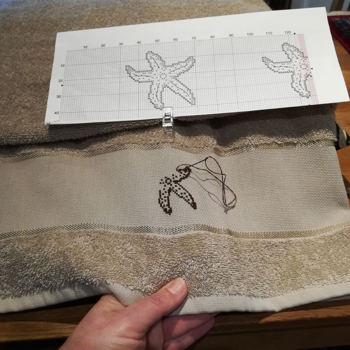 handtuch kreuzstich seestern