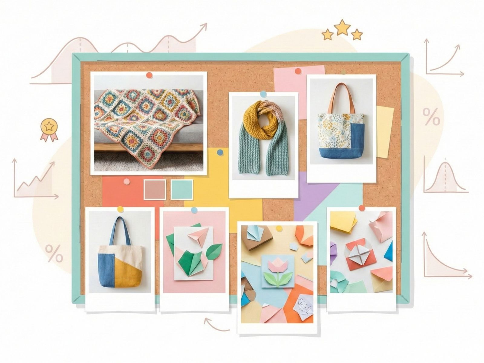 Bunte Inspirations-Collage mit Handarbeitsprojekten