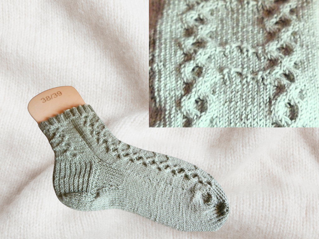 Blog-Inhaltsbild für 'kostenlose Strickanleitung für Socke Marukko mit verstärkter Ferse und Spitze in Größe 38'