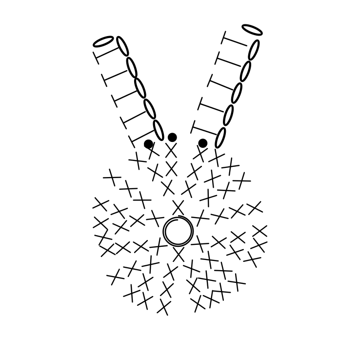 Niedliche Häschen als Applikation oder Anhänger schnell gehäkelt Niedliche Häschen als Applikation oder Anhänger schnell gehäkelt