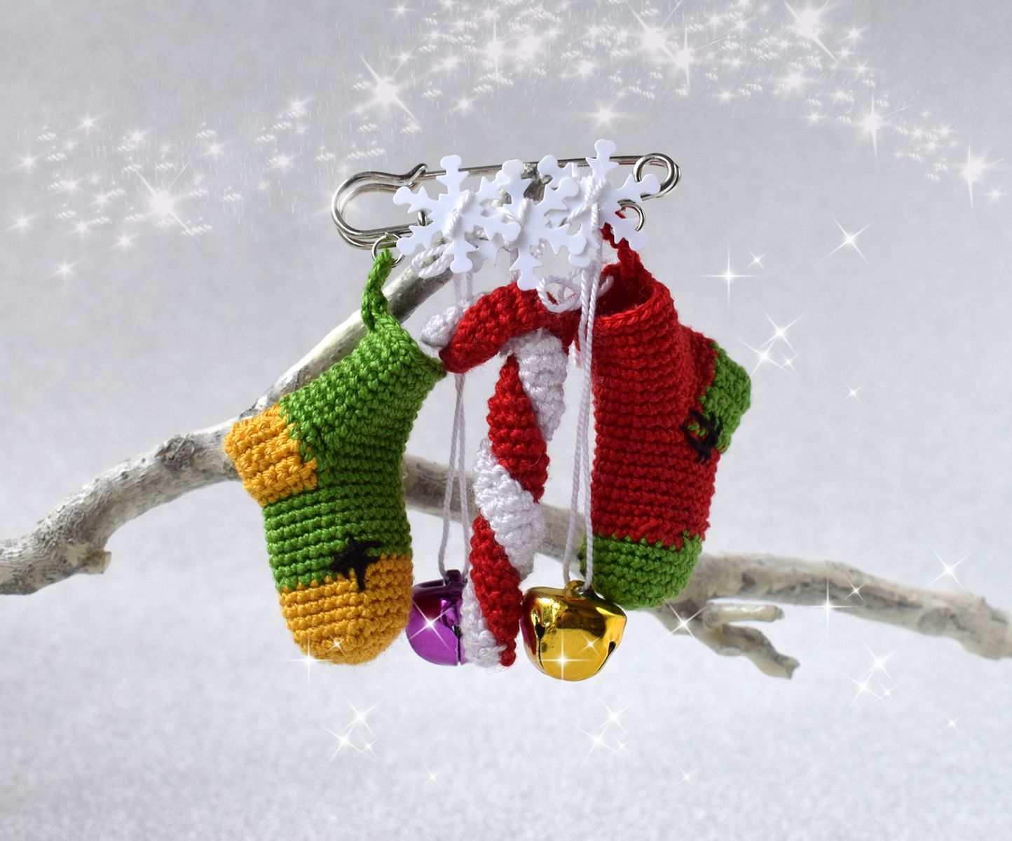 Pendant with Christmas socks - New Year Festive Brooche