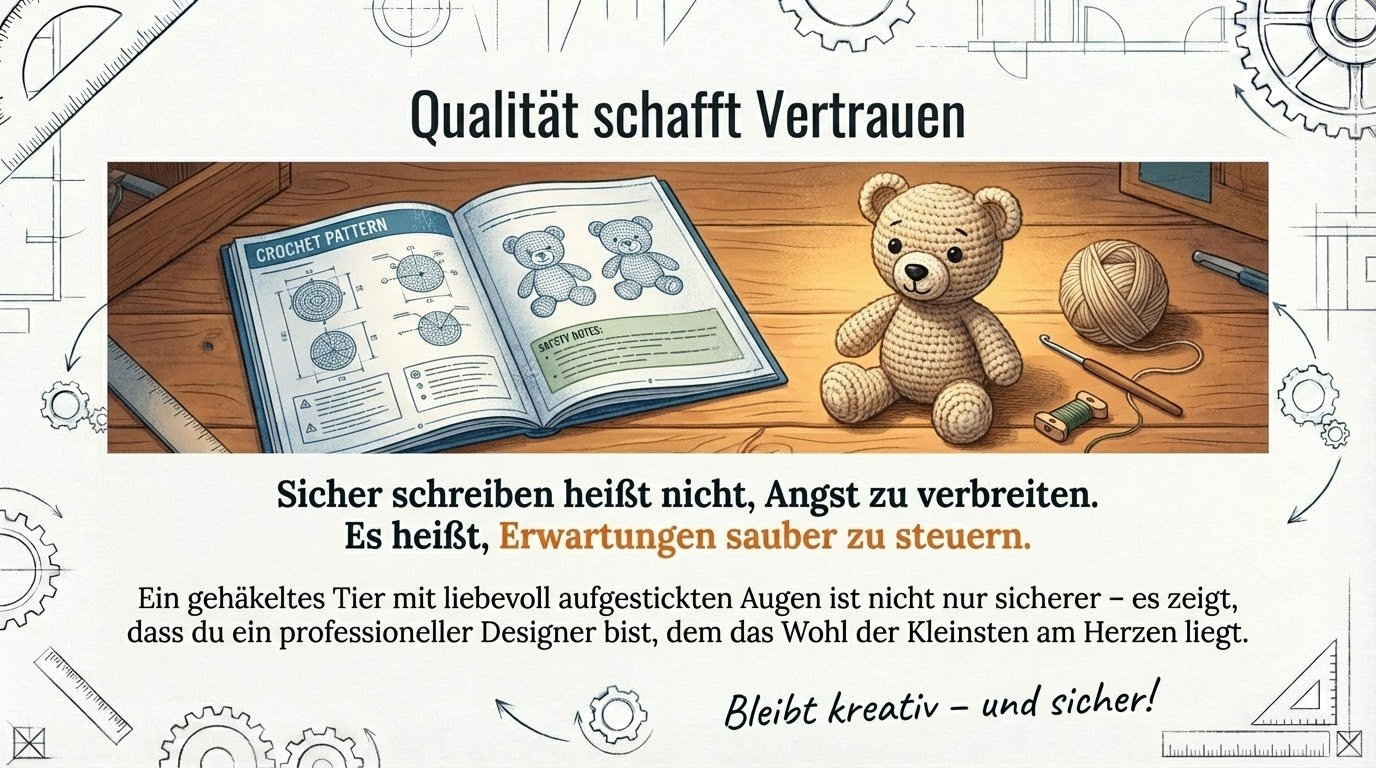 Beispiel für sicheres Babyspielzeug: Gehäkelter Hase mit aufgestickten Schlafaugen als Alternative zu Plastik