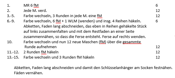 Blog-Inhaltsbild für 'Schlüsselanhänger - Söckchen (z.B. für den Einkaufswagenchip)'