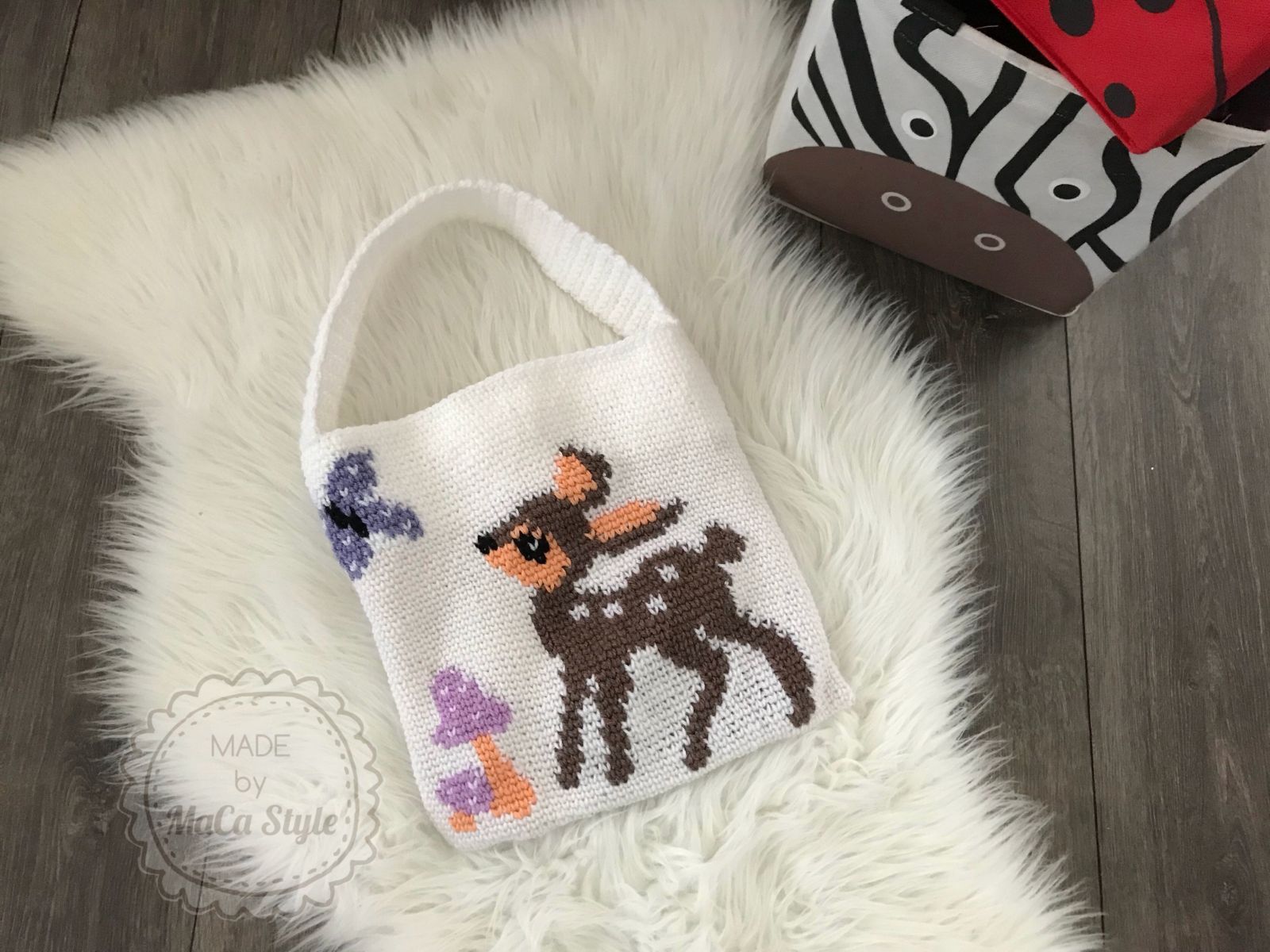 Umhängetasche Rehkitz häkeln Umhängetasche Rehkitz häkeln