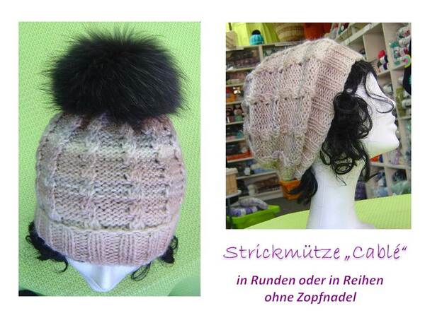 Strickmütze Cablé für Kopfumfang 55 cm - 60 cm