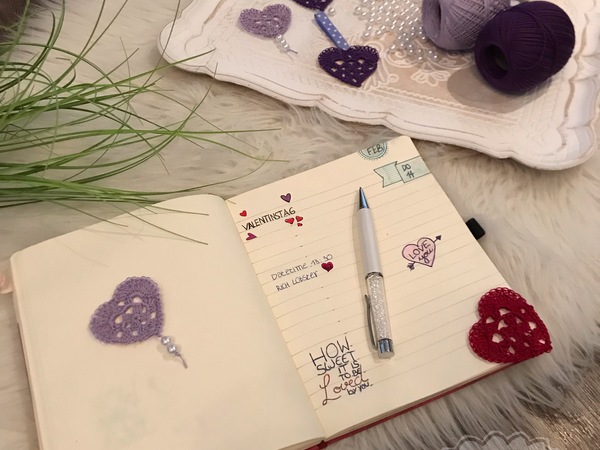 Häkelanleitung für Herzapplikation Lesezeichen / Anhänger