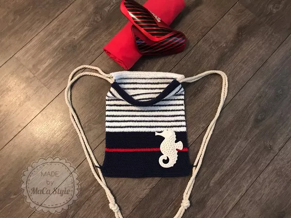 Turnbeutel Marine häkeln