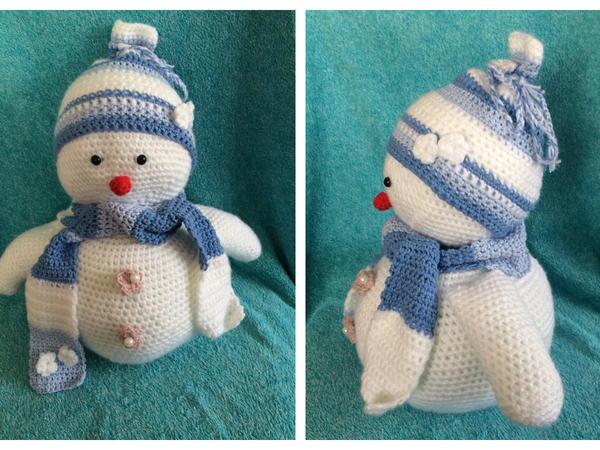 Schneemann Snowy, kostenlose Häkelanleitung