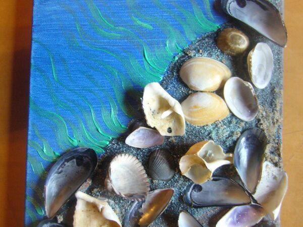 Gruß aus Poseidons Reich - Meeresbild mit Muscheln