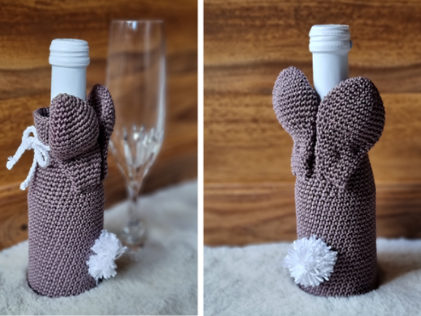 Kostenlose Häkelanleitung Mini Oster-Sektflaschenanzug