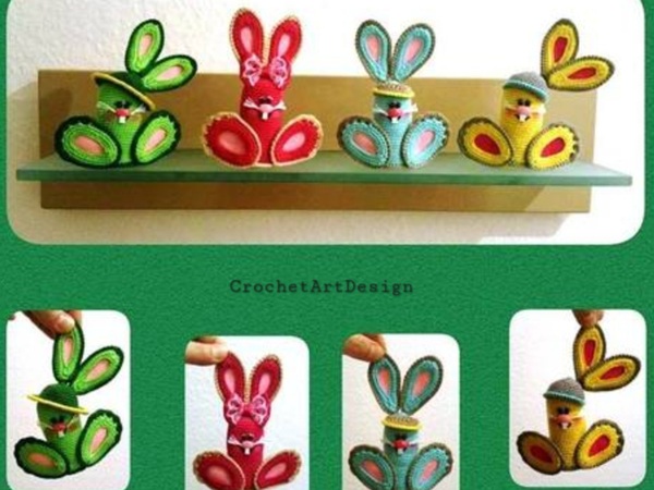 Witzige bunte Häschen häkeln Kostenlos