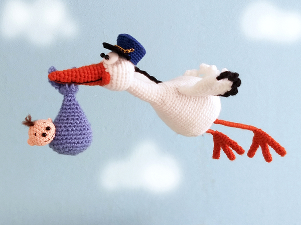 Stork with a baby
