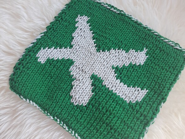 Gratis Strickanleitung für einen Seestern Topflappen / Abwaschtuch