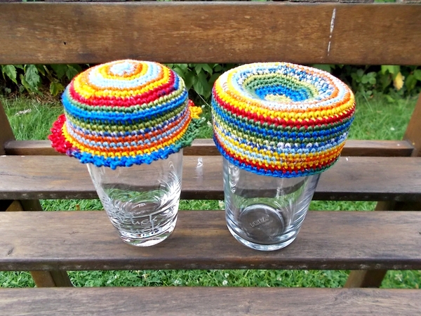 Wespenschutz für Gläser aus Resten plus einfacher Fadenring plus Wespentipps