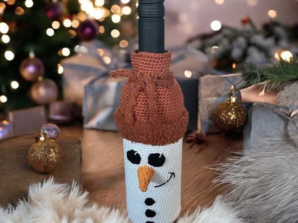 Schneemann-Flaschenanzug häkeln
