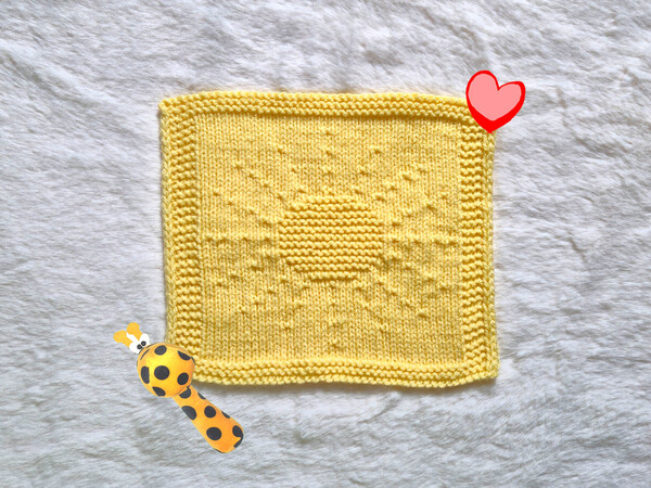 Strickmotiv Sonne für Deckchen, Spültuch oder Kuscheltuch kostenlose Strickanleitung