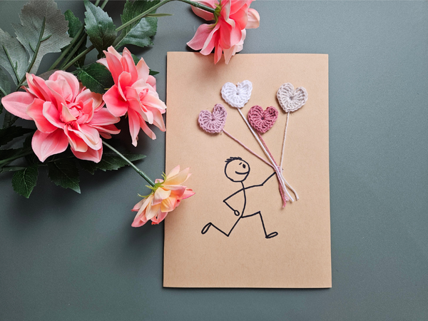 Häkelprojekte für den Muttertag #2: Karte mit gehäkelter Applikation