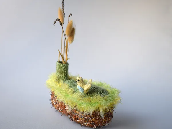 Interior vase «meadow» knitted