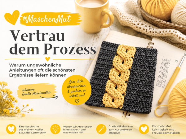 #MaschenMut: Vertrau dem Prozess – Warum ungewöhnliche Anleitungen oft die schönsten Ergebnisse liefern können – inklusive GRATIS Häkelmuster