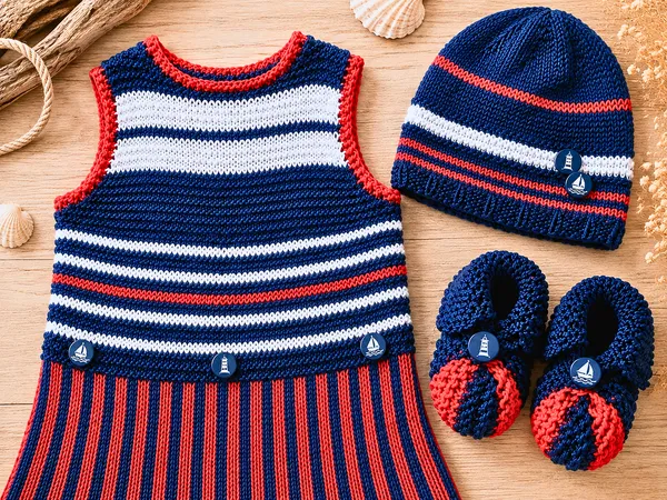 Knitted nautical baby set