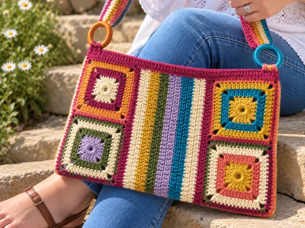 Granny-Square-Tasche – kostenlose Häkelanleitung auf CrazyPatterns