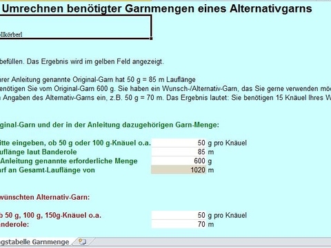 Tabellen / Berechnungshilfen