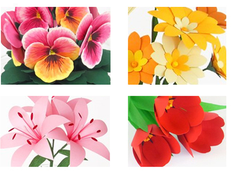 Papierblumen, Blumenkörbchen und Blumenkugeln basteln