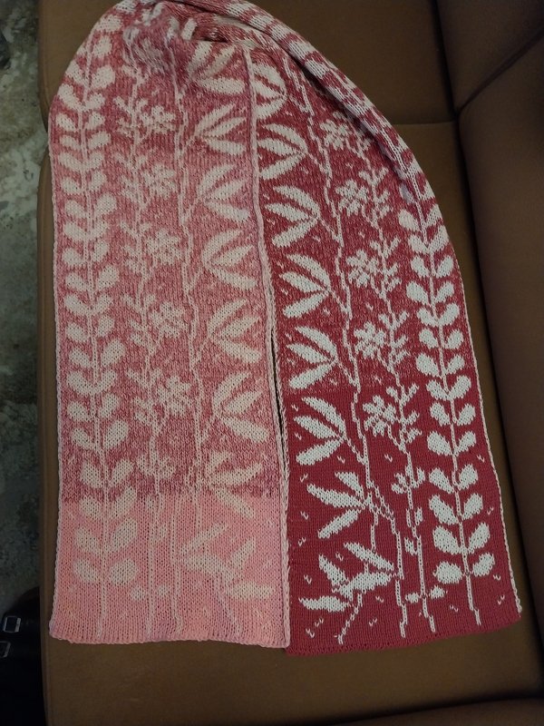 Schal Blätterranken mit Double-Face gestrickt