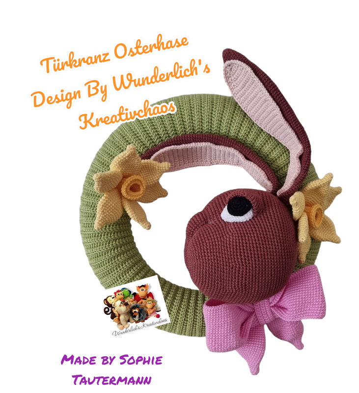 Crochet Pattern Door wreath Easter Bunny