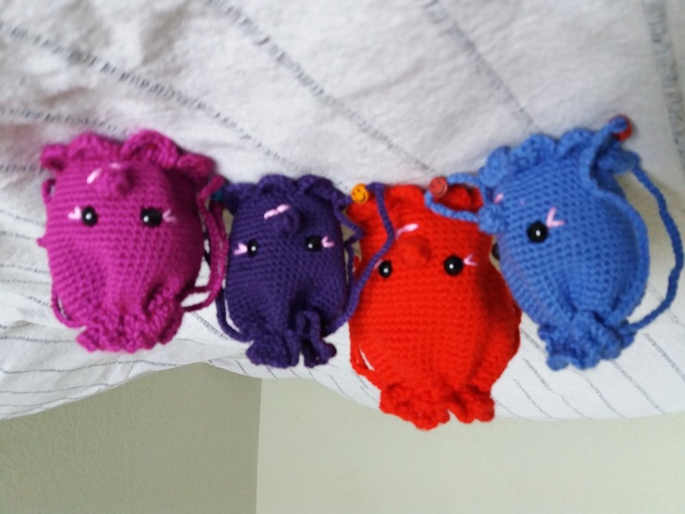 Crochet pattern bag, drawstring bag, pompadour bag Octopouch