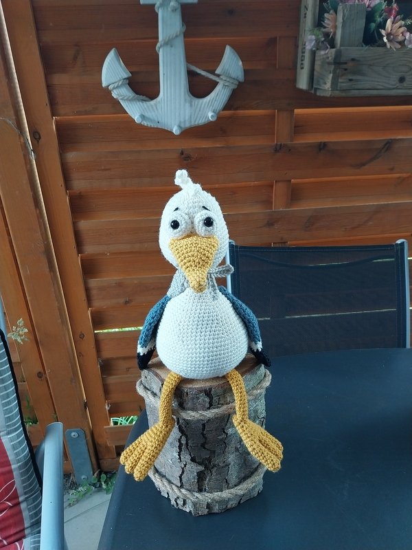 Häkelanleitung Finn die lustige Möwe