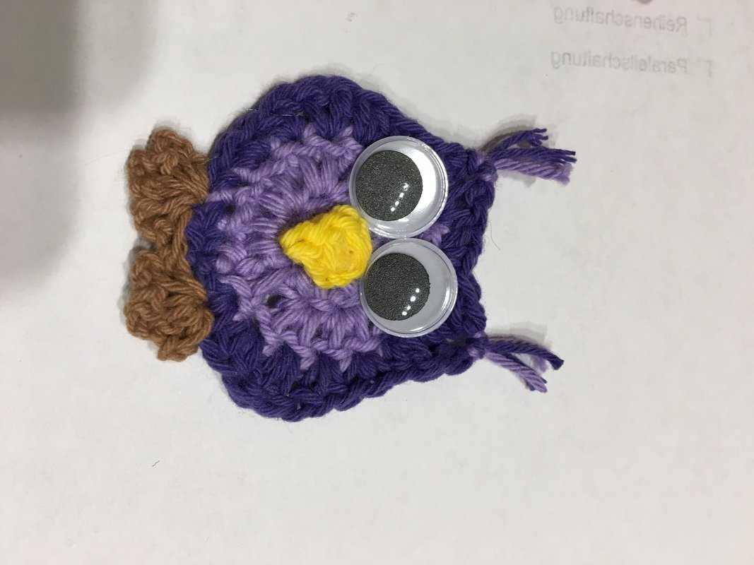 Kostenlose Häkelanleitung - Applikation Eule