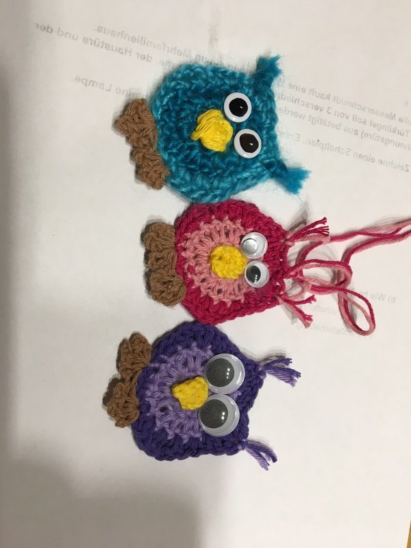 Kostenlose Häkelanleitung - Applikation Eule