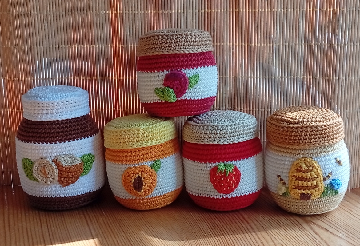 Häkelanleitung "Glas Blütenhonig, mit kleiner Portion zum Entnehmen"