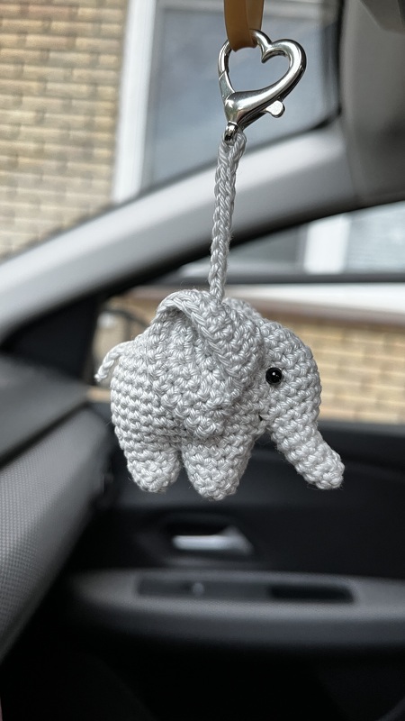 Crochet Pattern Keychain Elephant Ornament Bag Charm Amigurumi Animal