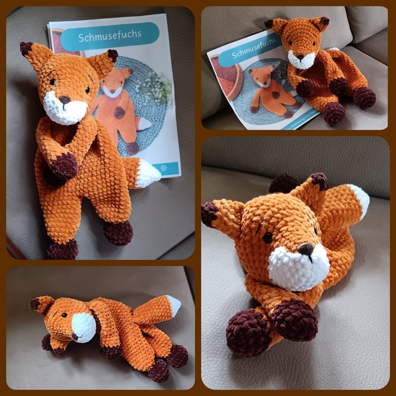 Crochet Fox lovey pattern, Fox snuggler, low sew, comforter toy, baby secur