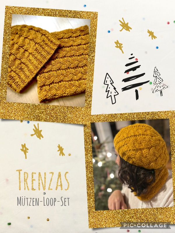 Häkelanleitung für ein Mützen-Loop Set "Trenzas"