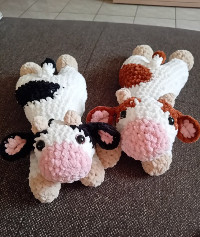 Crochet cow snuggler pattern, cow lovey crochet pattern, comforter toy